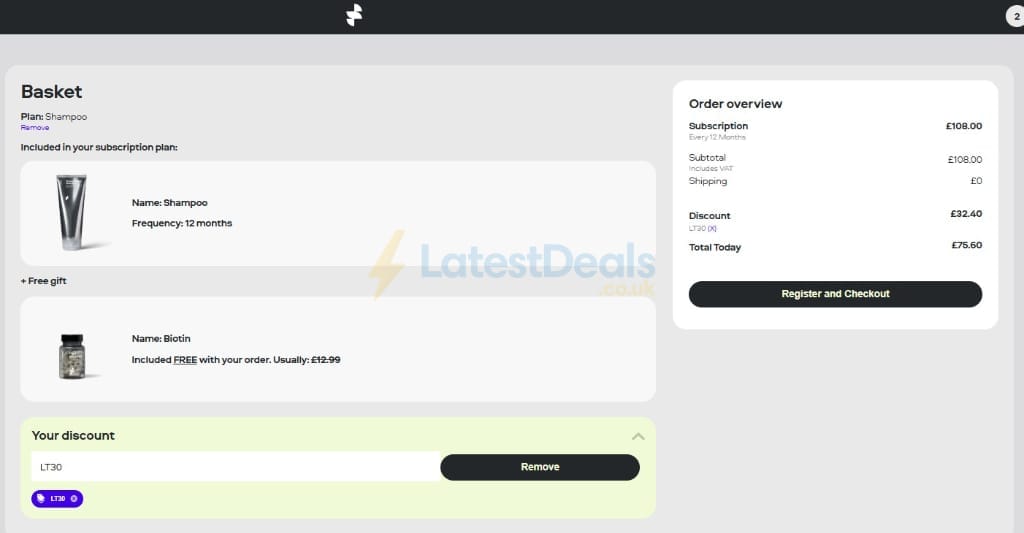 Screenshot of the Sons discount code working