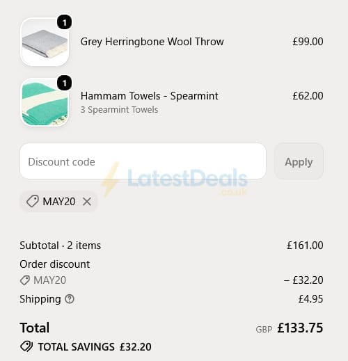 Screenshot of the Tolly McRae discount code working