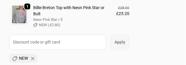 Screenshot of the South of the River discount code working