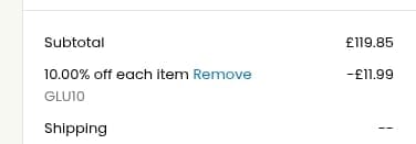 Screenshot of the Skinlight discount code working