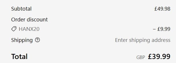 Screenshot of the Phizz discount code working