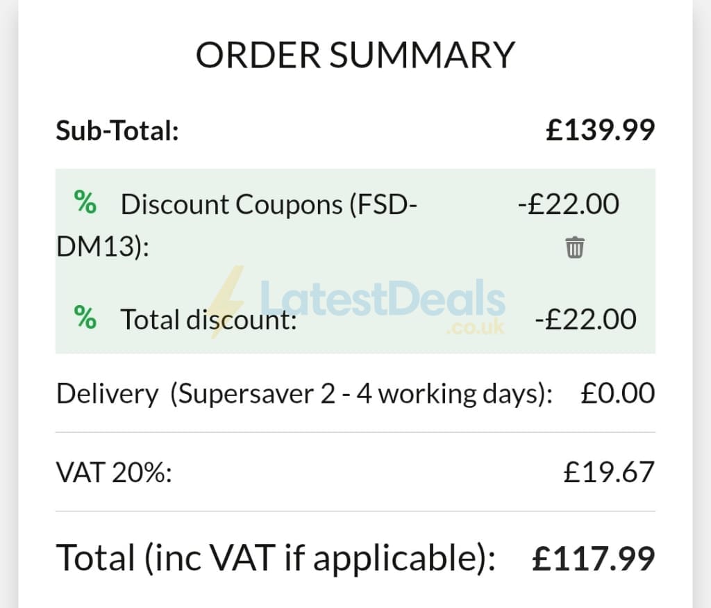 Screenshot of the Advanced MP3 Players discount code working
