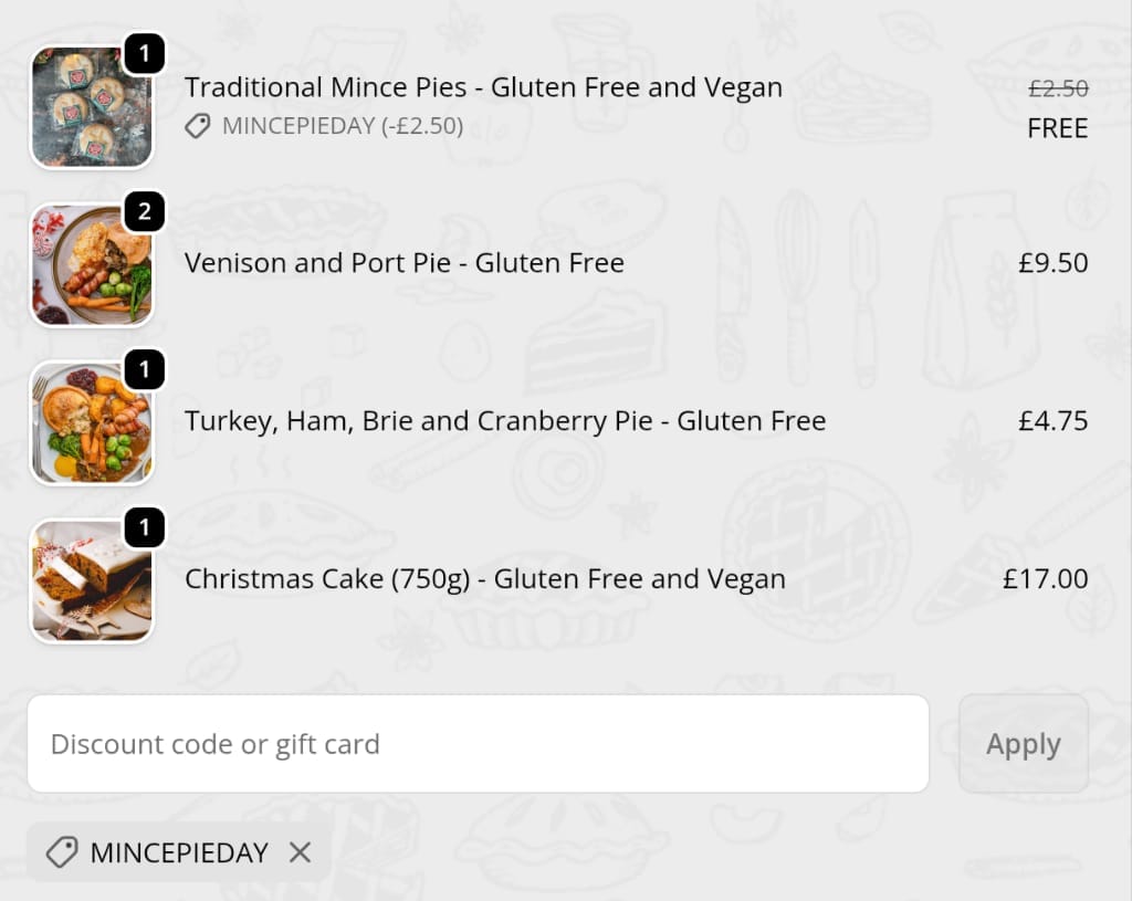 Screenshot of the Baked to Taste discount code working