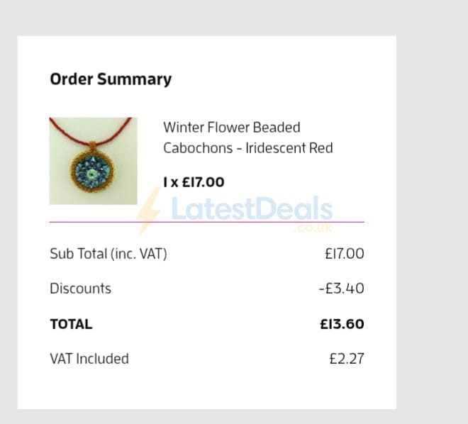Screenshot of the Totally Beads discount code working