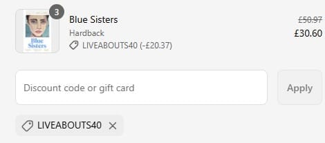 Screenshot of the Harper Collins discount code working