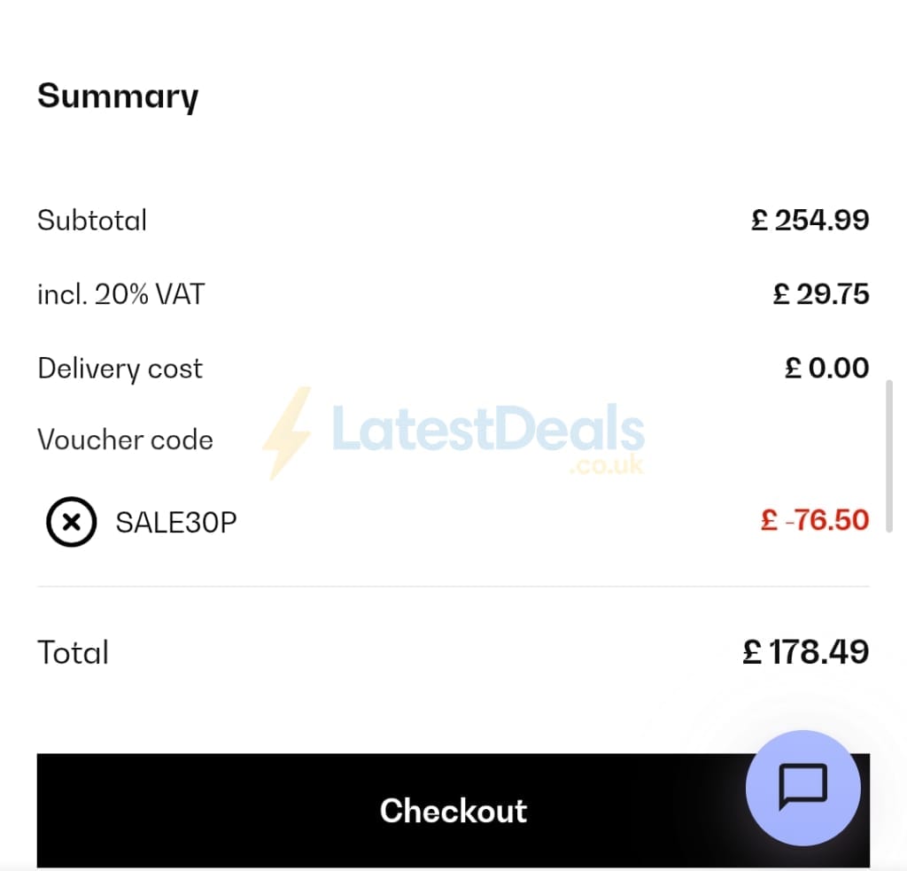 Screenshot of the Klarstein discount code working