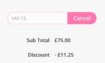 Screenshot of the Personalised Gifts Shop discount code working