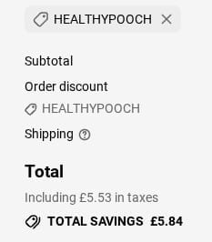 Screenshot of the Postman Pooch discount code working