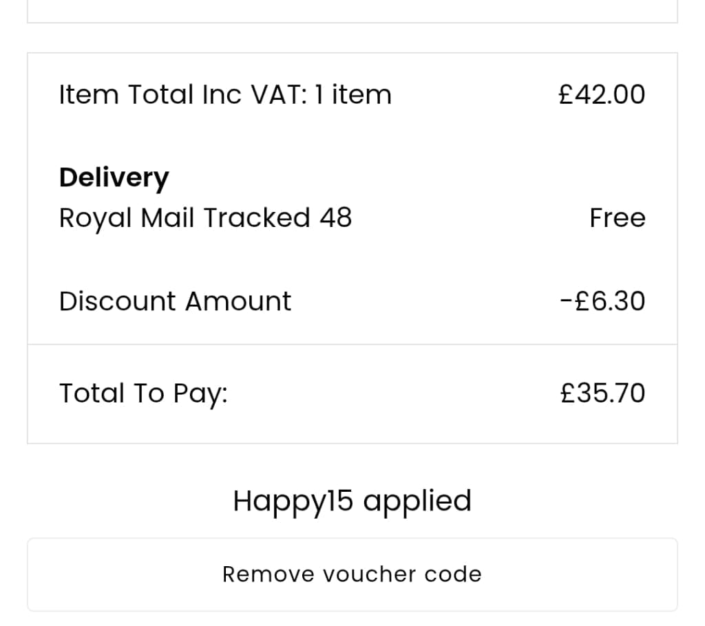 Screenshot of the Klass discount code working