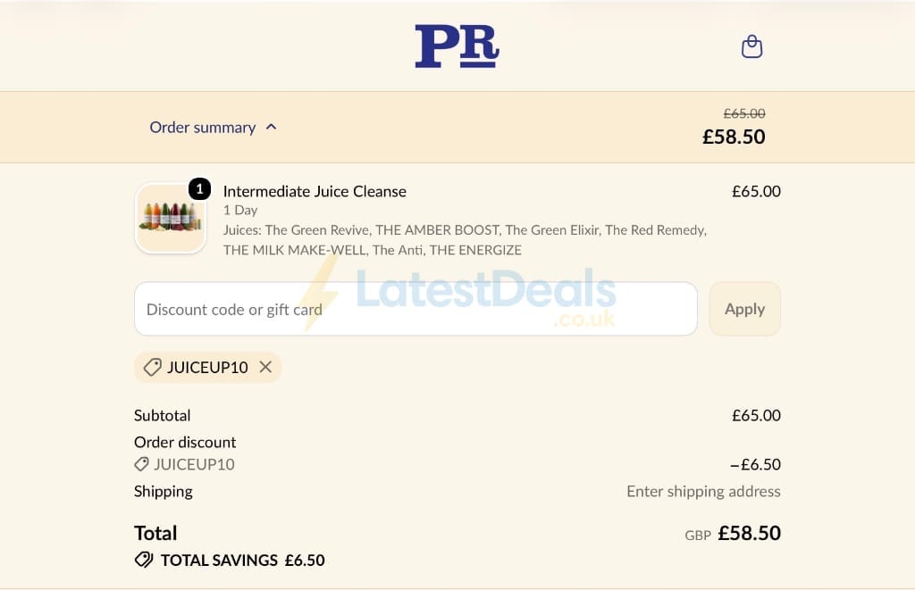 Screenshot of the Presscription discount code working