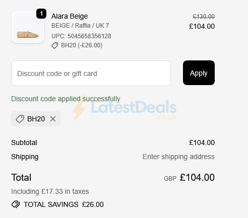 Screenshot of the Steve Madden discount code working