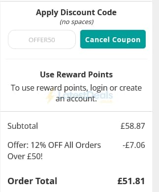 Screenshot of the Love Garden Birds discount code working