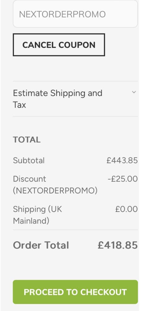 Screenshot of the HomeDone discount code working