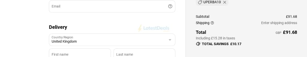 Screenshot of the U Perform discount code working