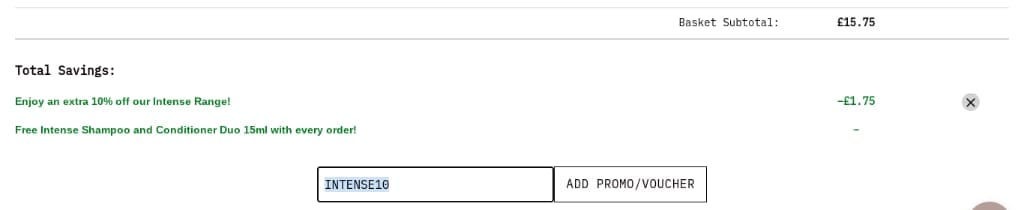 Screenshot of the Grow Gorgeous discount code working