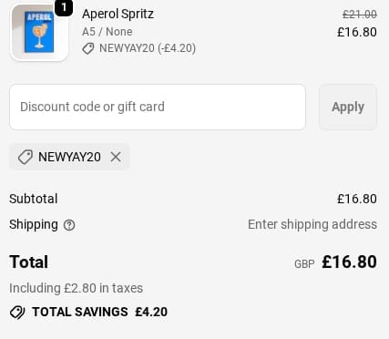Screenshot of the Punk Haus discount code working