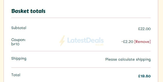 Screenshot of the British Retro discount code working