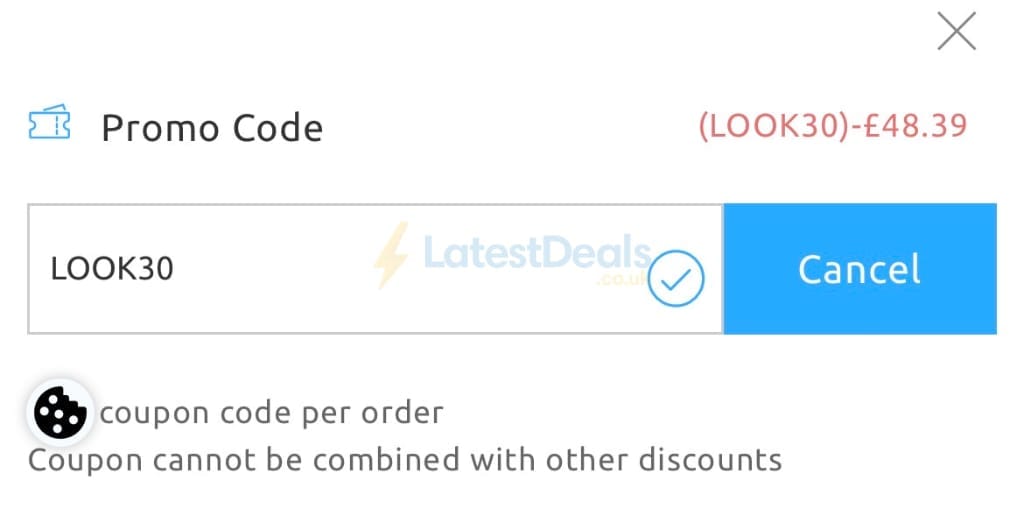 Screenshot of the Firmoo discount code working