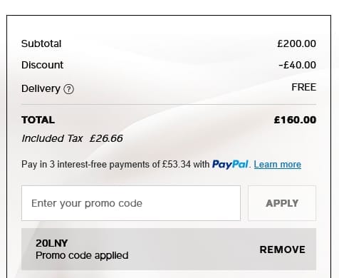 Screenshot of the Shiseido discount code working