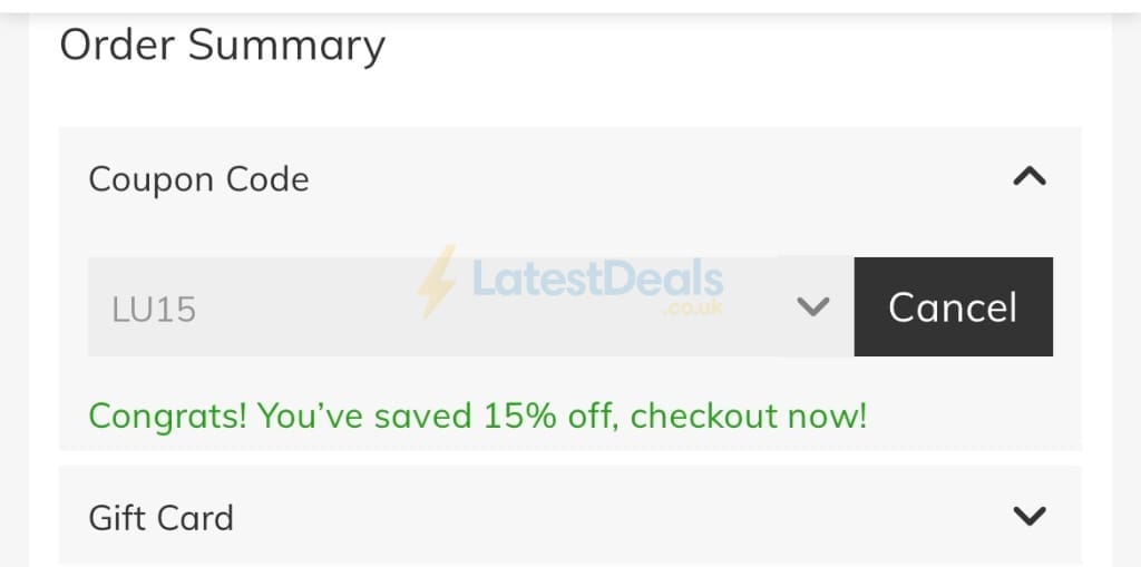 Screenshot of the Jeulia discount code working