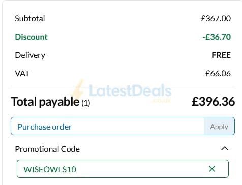 Screenshot of the Hope Education discount code working