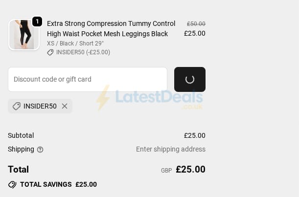 Screenshot of the TLC Sport discount code working