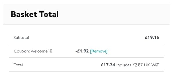 Screenshot of the Online Paper discount code working