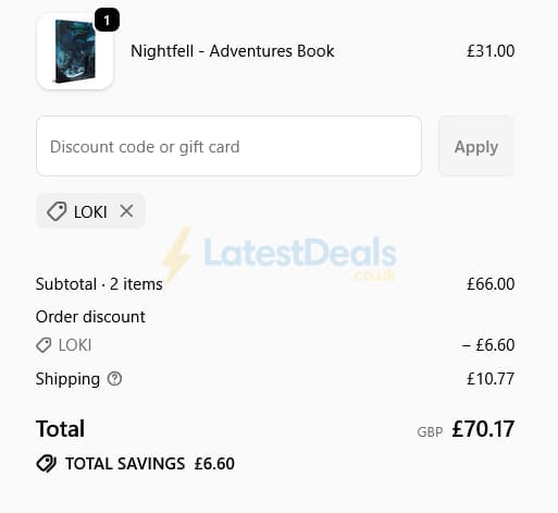 Screenshot of the Modiphius Entertainment discount code working