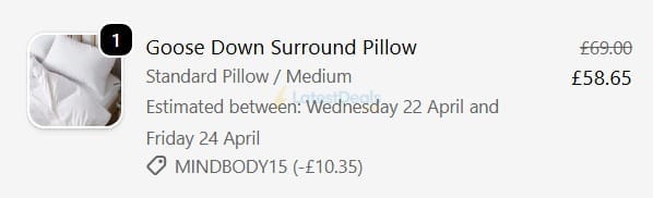 Screenshot of the The Fine Bedding Company discount code working