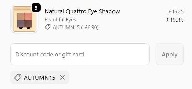 Screenshot of the MYPURE discount code working