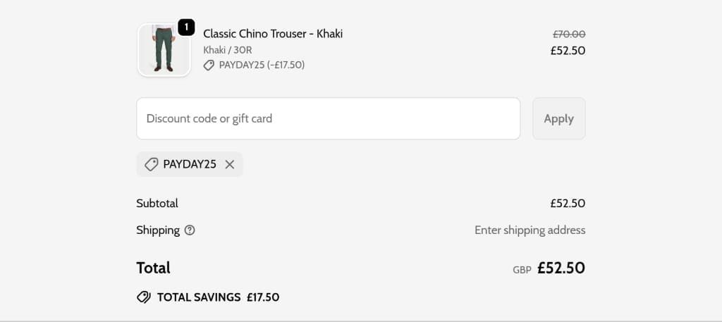 Screenshot of the Raging Bull discount code working