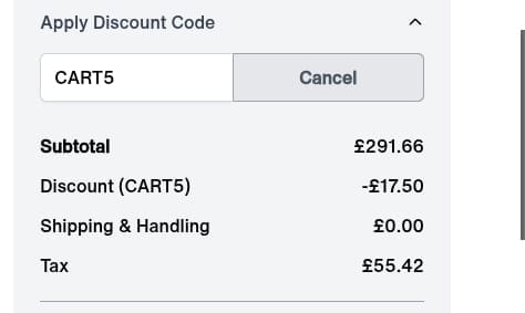 Screenshot of the Geezers Boxing discount code working