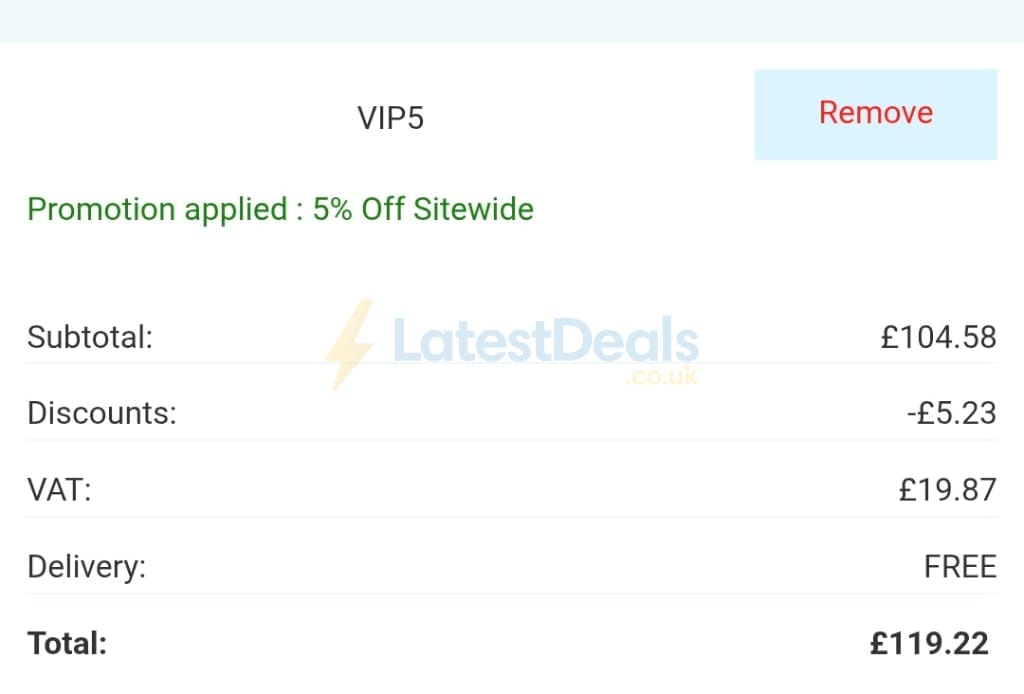 Screenshot of the 999Inks discount code working