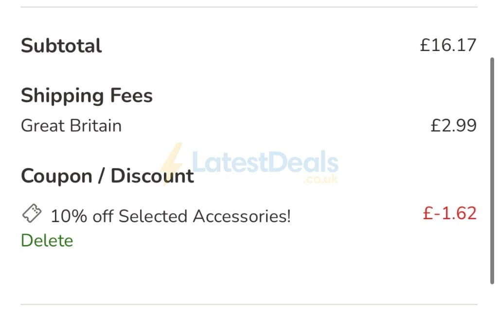 Screenshot of the zooplus discount code working