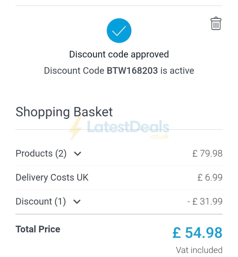 Screenshot of the Smartphoto discount code working