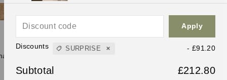 Screenshot of the Dibor discount code working