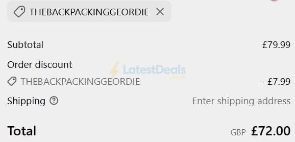 Screenshot of the Subzero discount code working