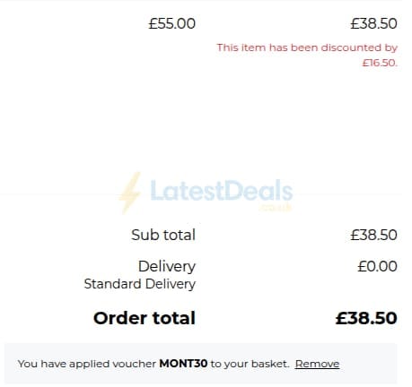 Screenshot of the Monterrain discount code working