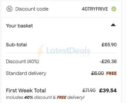 Screenshot of the Frive discount code working