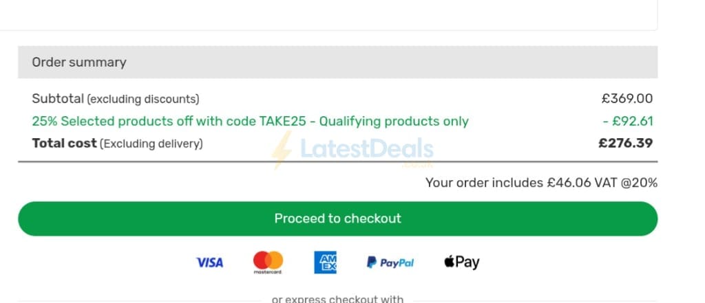 Screenshot of the Homebase discount code working