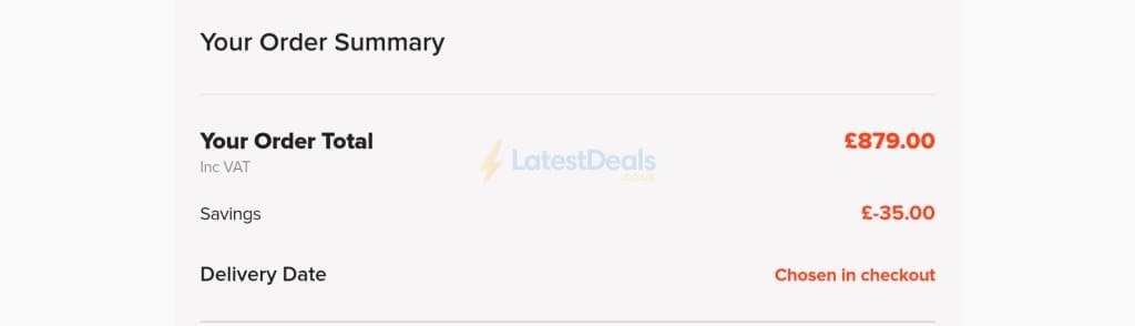 Screenshot of the MyNextMattress discount code working