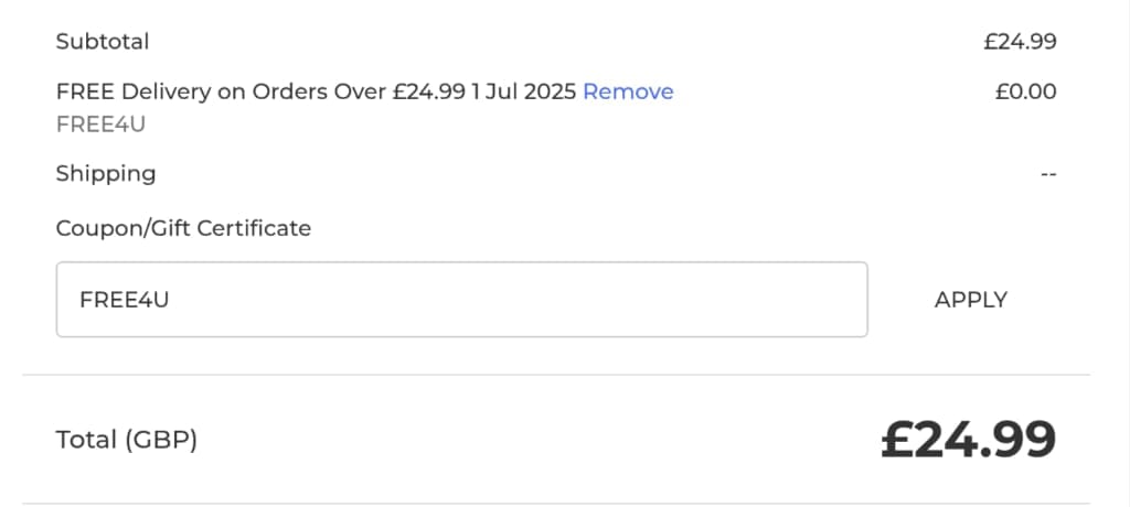 Screenshot of the Parrot Essentials discount code working