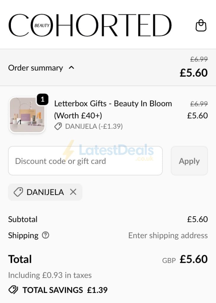 Screenshot of the Cohorted discount code working