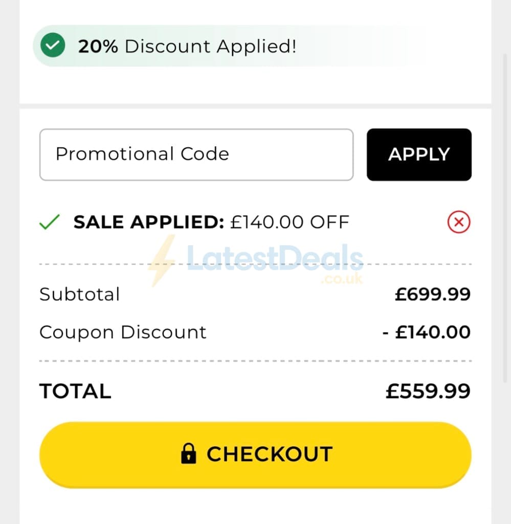 Screenshot of the TJC discount code working