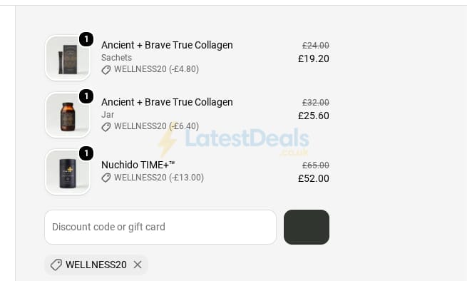 Screenshot of the W-Wellness discount code working