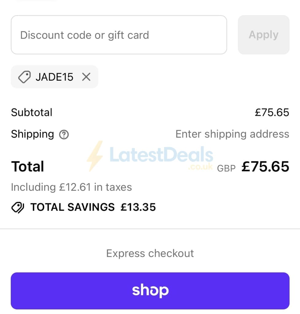 Screenshot of the Mococo discount code working