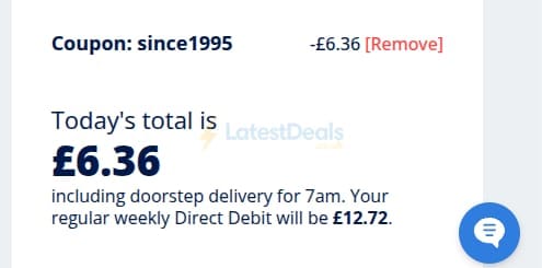 Screenshot of the McQueens Dairies discount code working