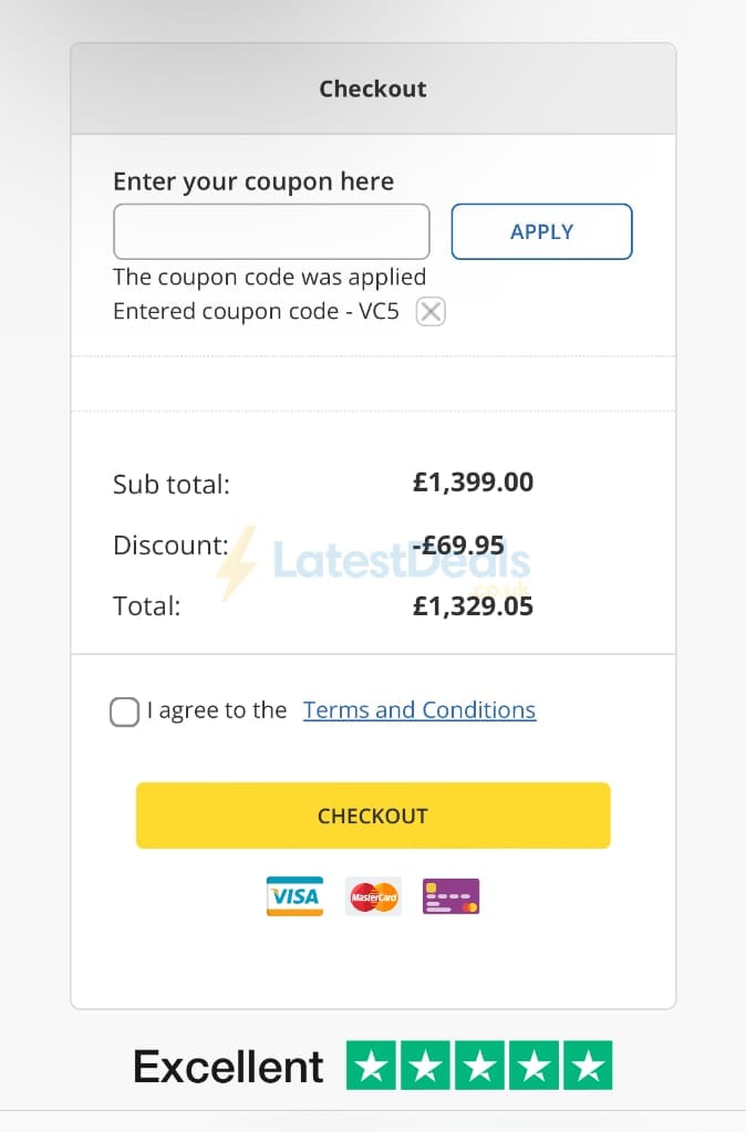 Screenshot of the Tech Trade discount code working