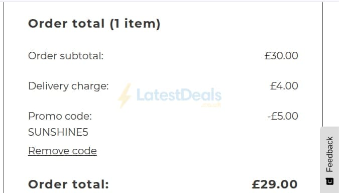 Screenshot of the Flying Flowers discount code working