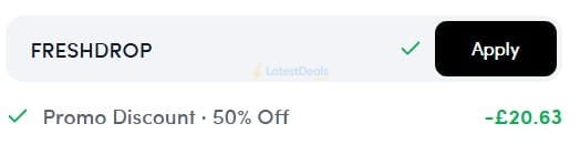 Screenshot of the Prep Kitchen discount code working